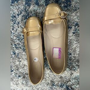 Cole Haan Gold Demi Driver Shoes Flats